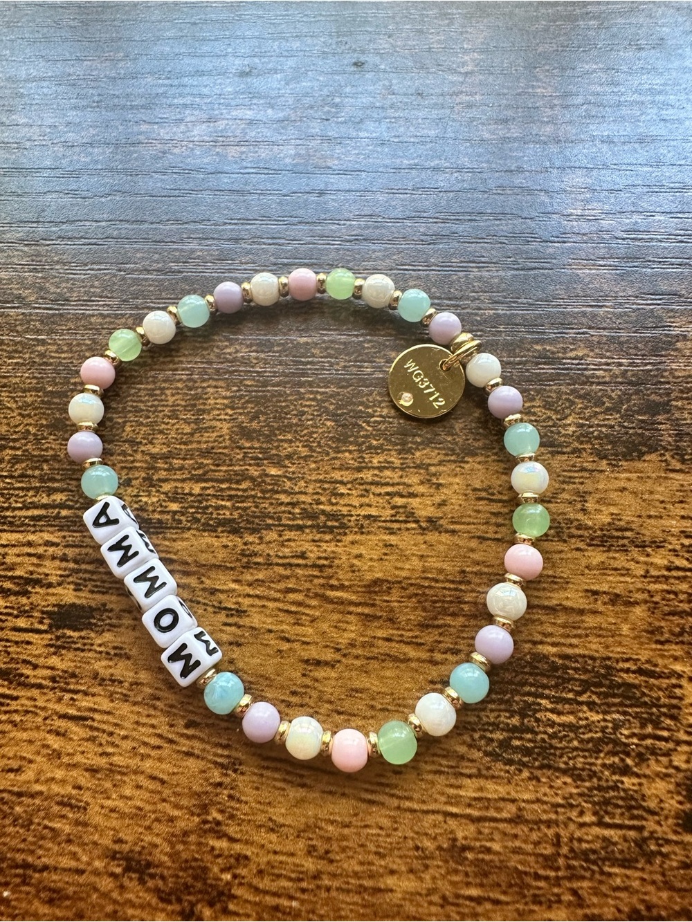 “Momma” Little Words Project Pastel Beaded Bracelet - Picture 3 of 3